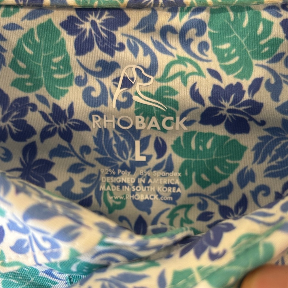 Rhoback Blue and Green Floral Polo Shirt - Picture 2 of 4